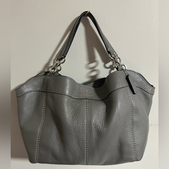 Coach Small Lexy Pebbled Leather Handbag in gray EUC - Picture 1 of 12